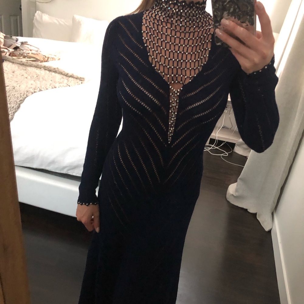 Vintage brandless maxi dress with crystal high neck